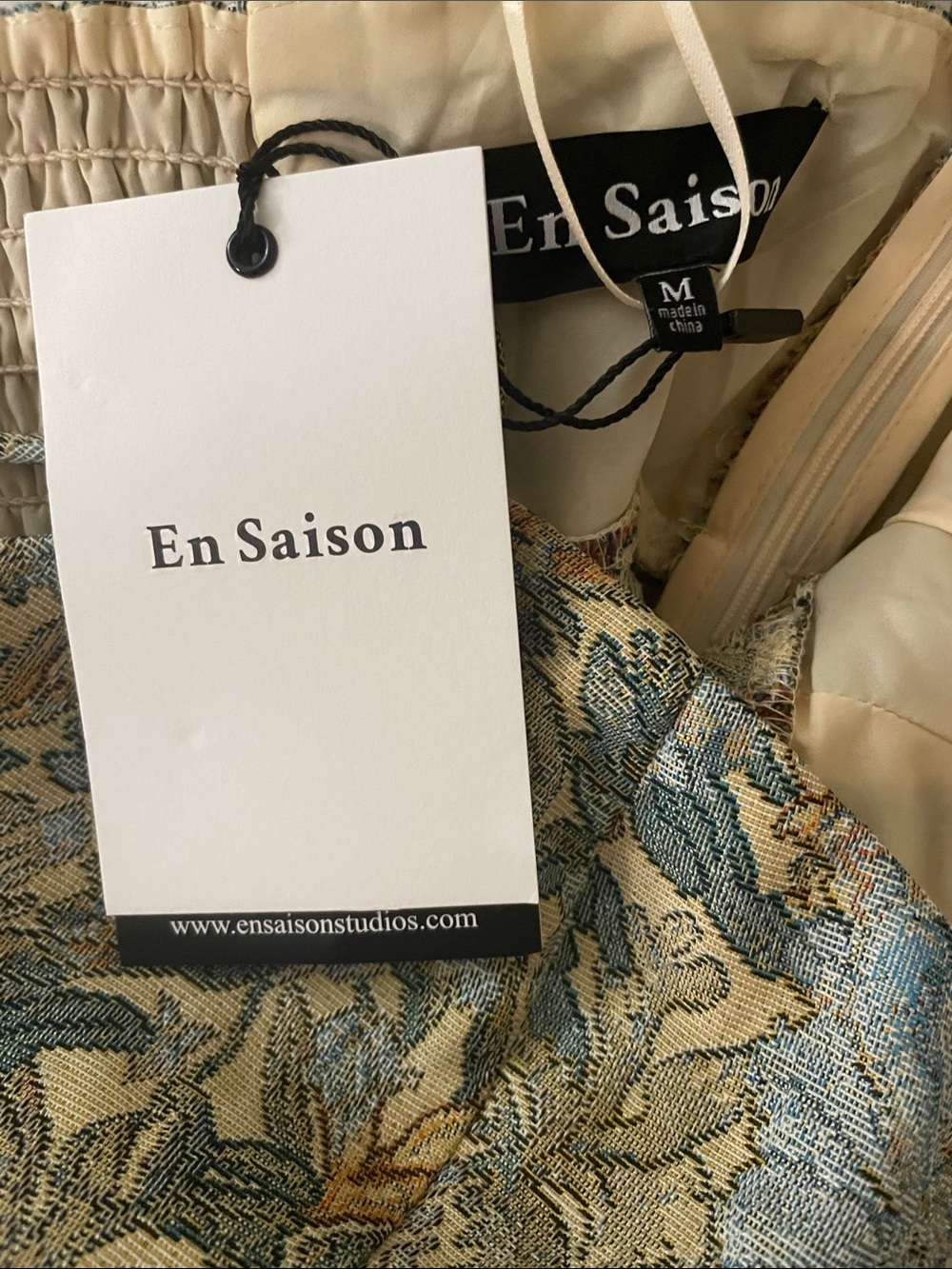 En Saison Floral Jacquard Midi Dress in Blue and Gold NWT size M - Picture 7 of 7